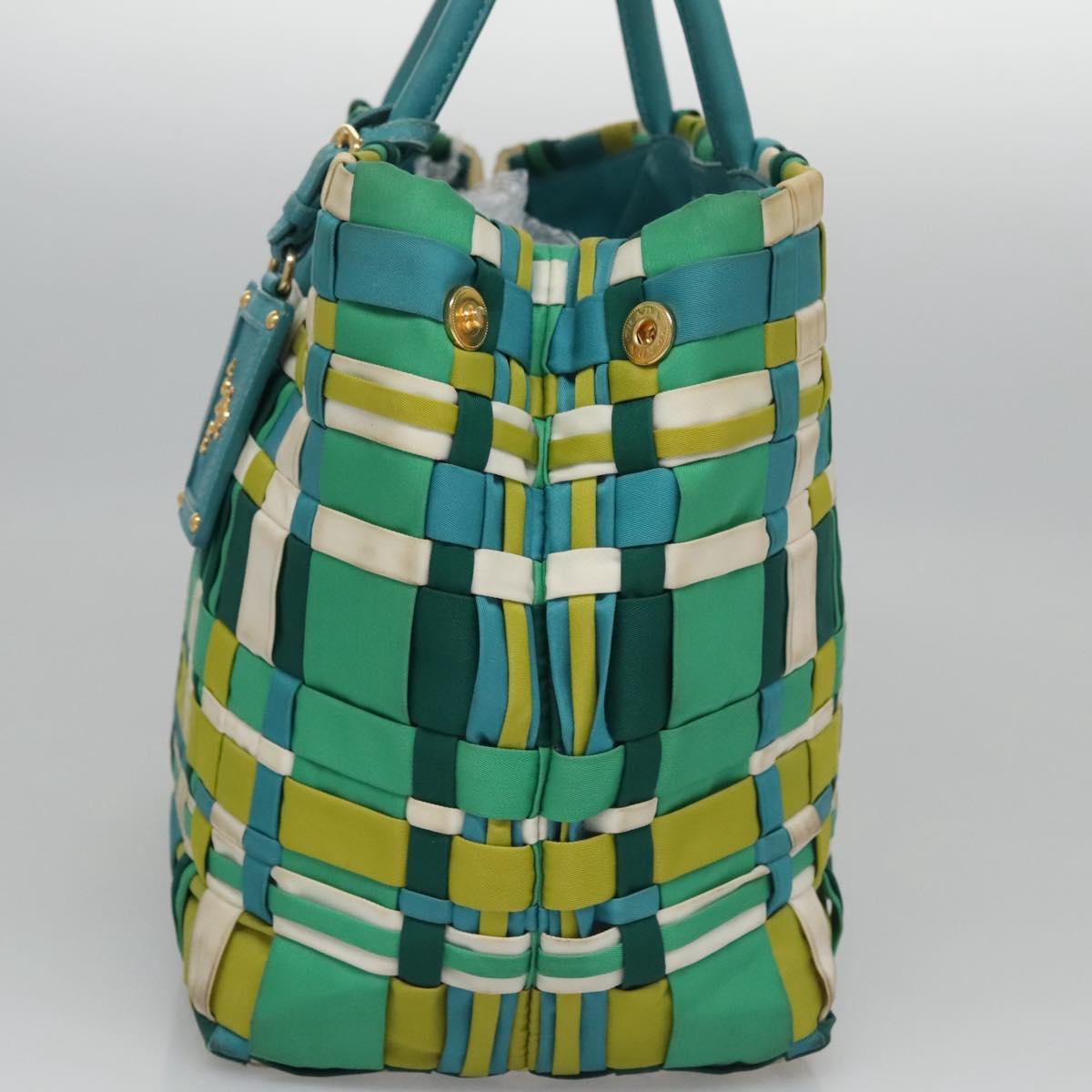PRADA Hand Bag Nylon Green Auth 112942