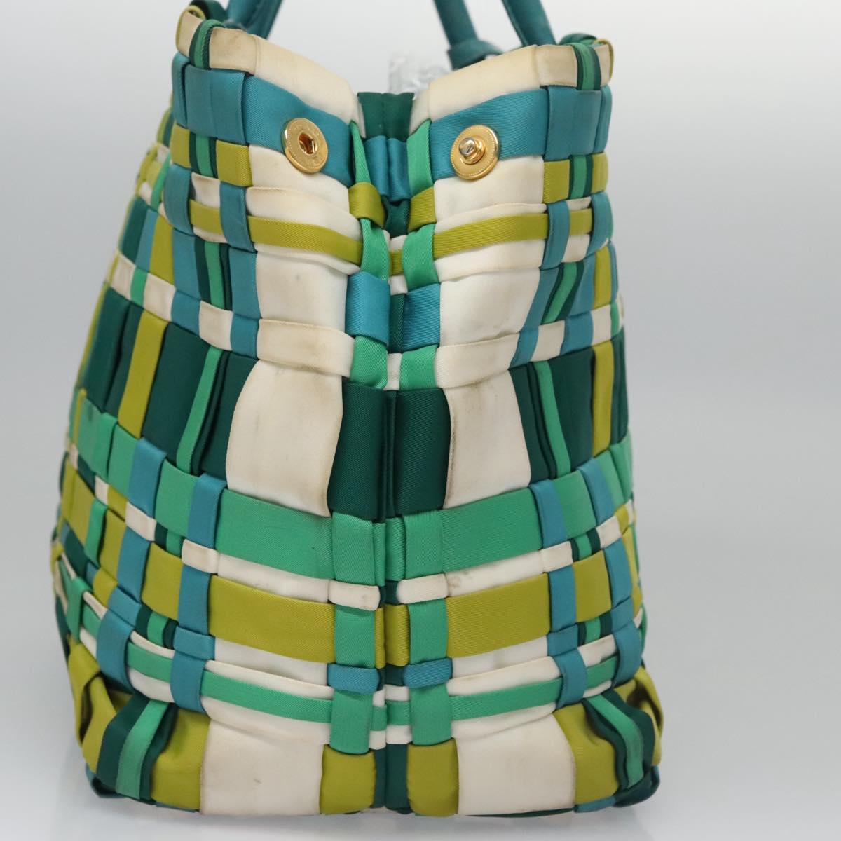 PRADA Hand Bag Nylon Green Auth 112942