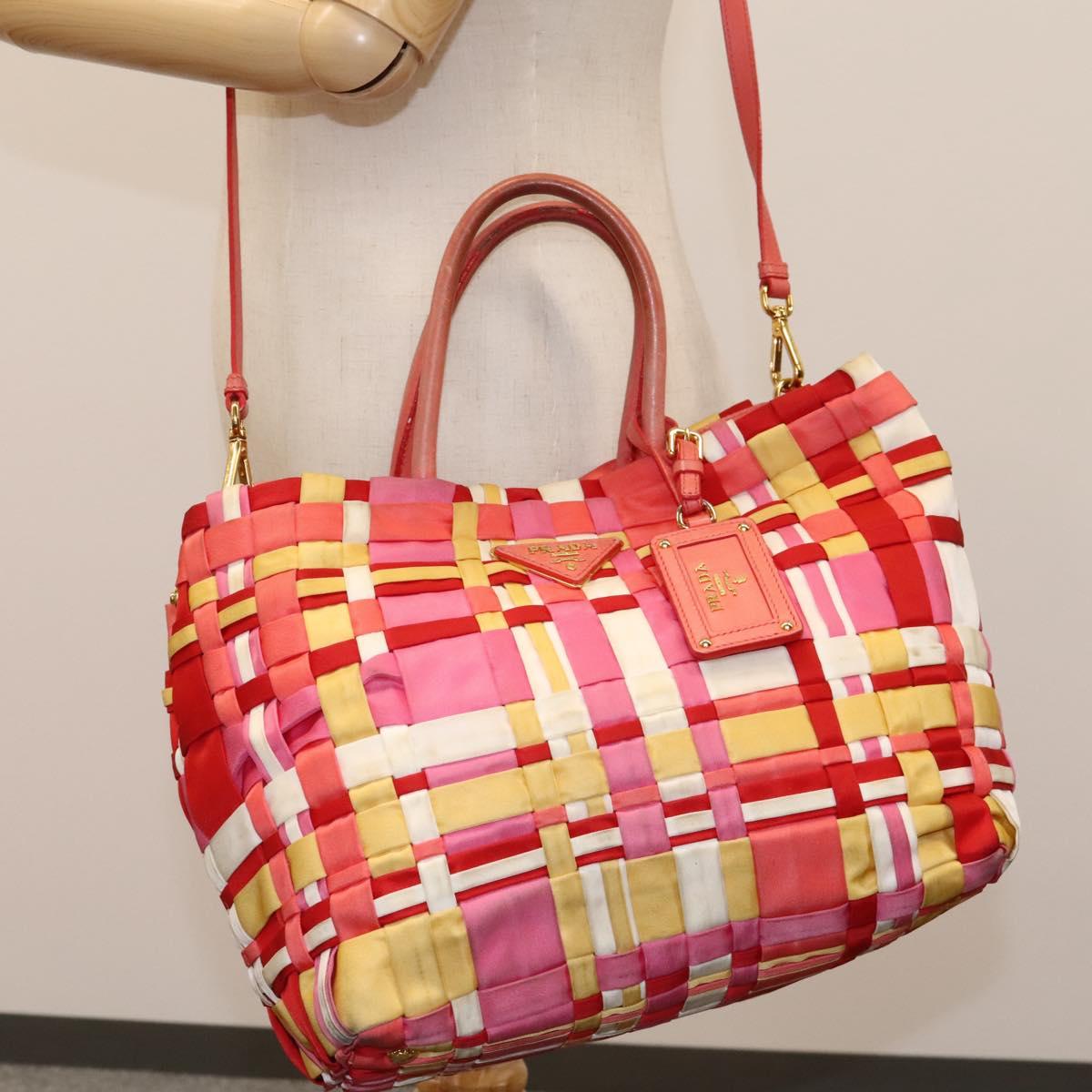 PRADA Hand Bag Nylon 2way Red Auth 112943