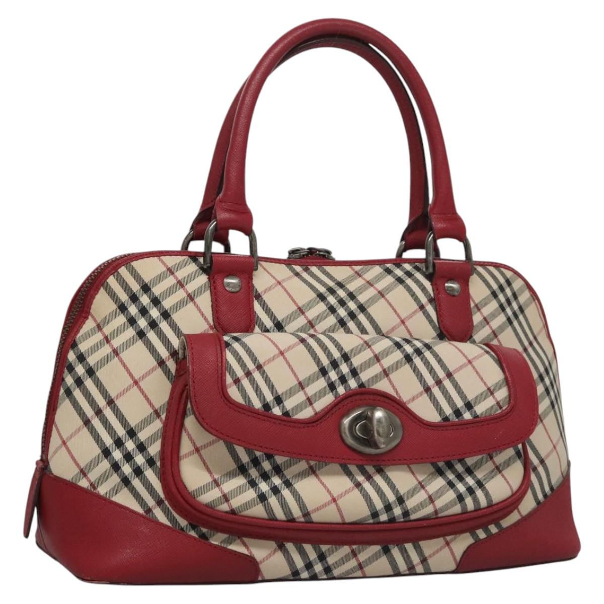 BURBERRY Nova Check Hand Bag Canvas Beige Auth 112951
