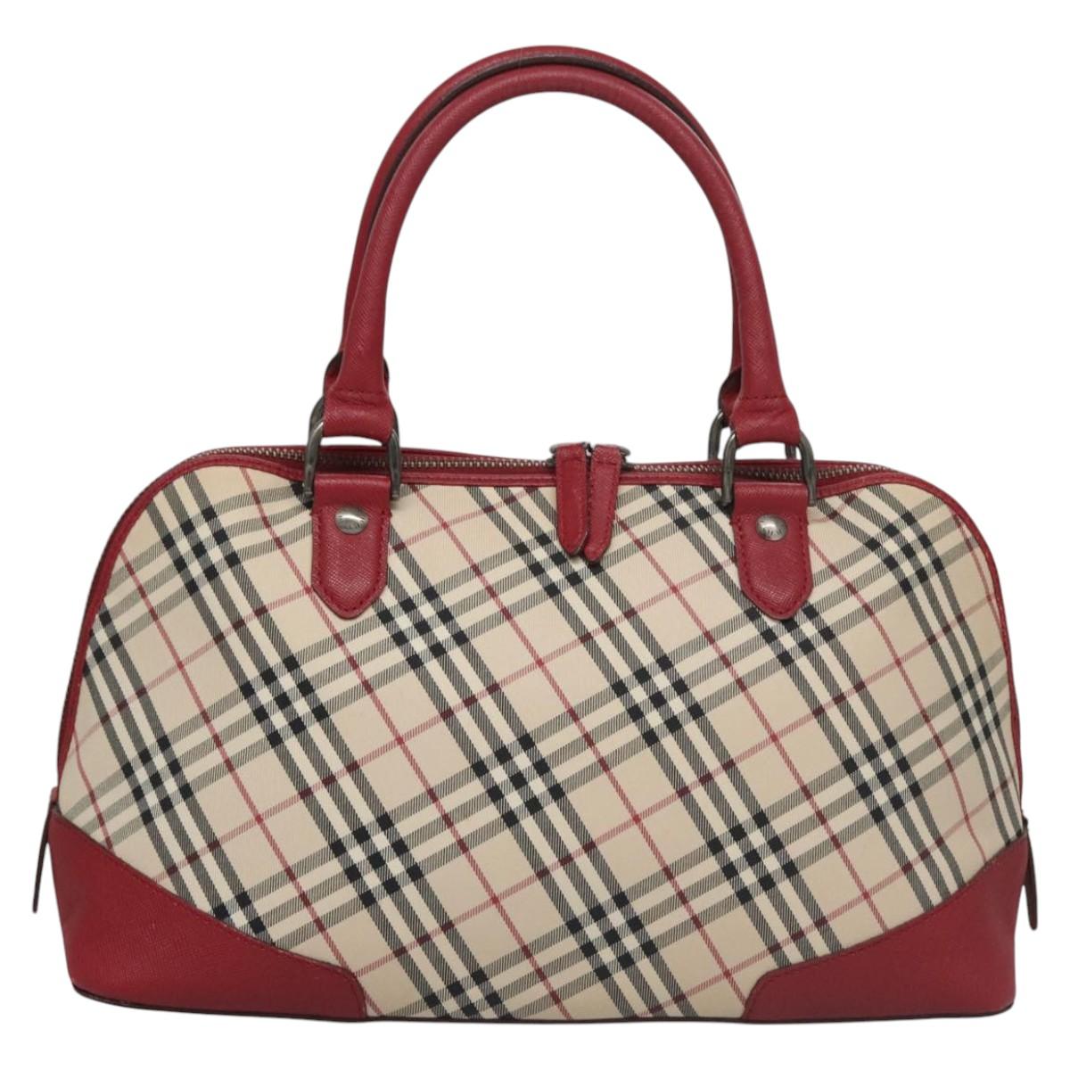 BURBERRY Nova Check Hand Bag Canvas Beige Auth 112951