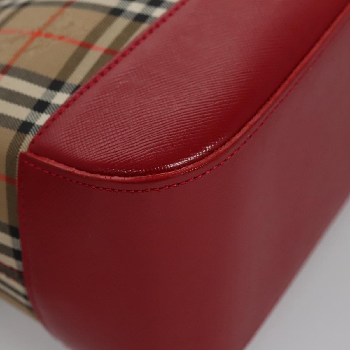 BURBERRY Nova Check Hand Bag Canvas Beige Auth 112952