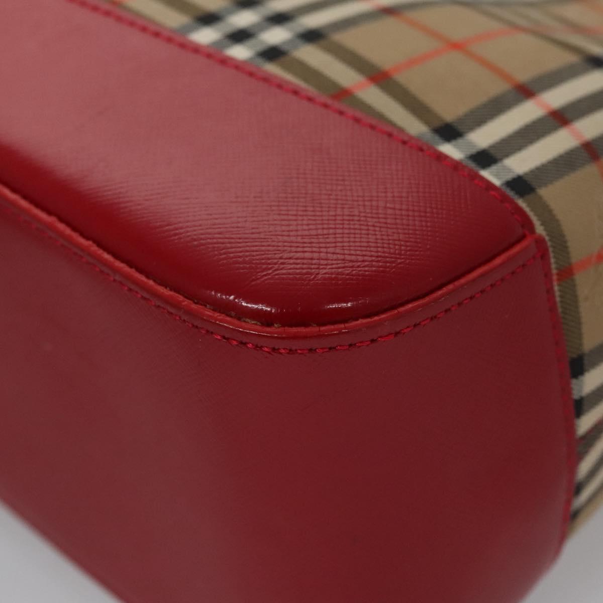 BURBERRY Nova Check Hand Bag Canvas Beige Auth 112952