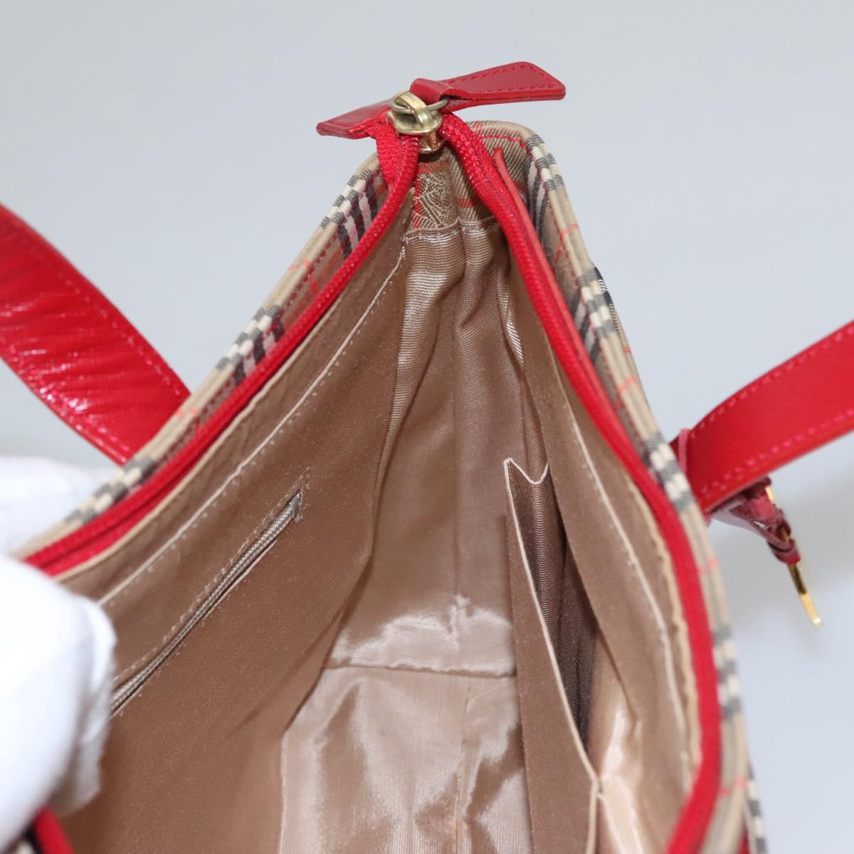 BURBERRY Nova Check Hand Bag Canvas Beige Auth 112952