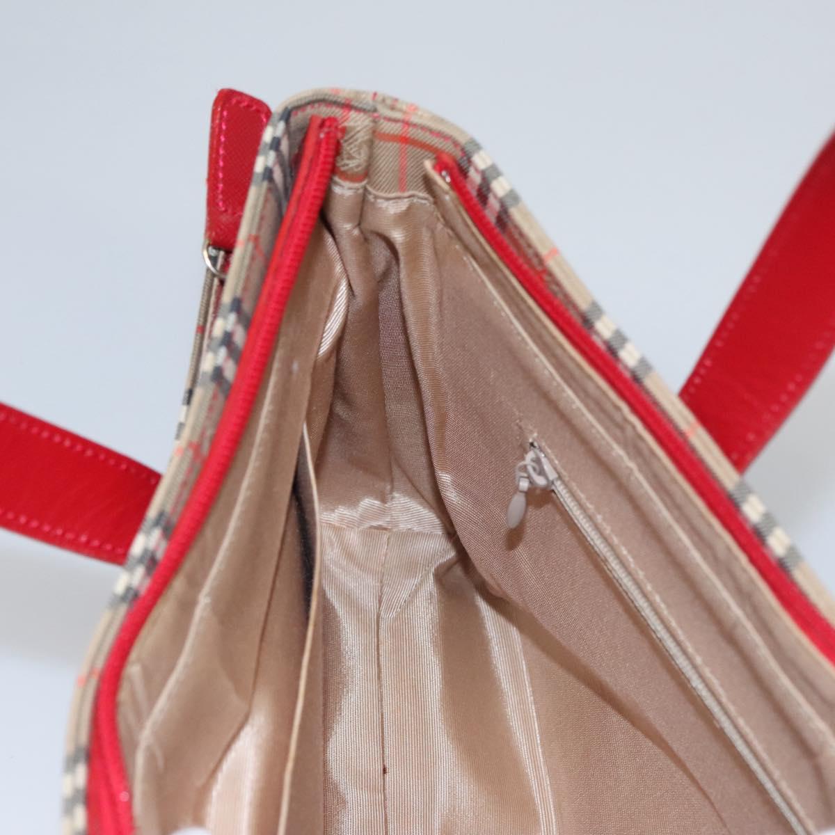 BURBERRY Nova Check Hand Bag Canvas Beige Auth 112952