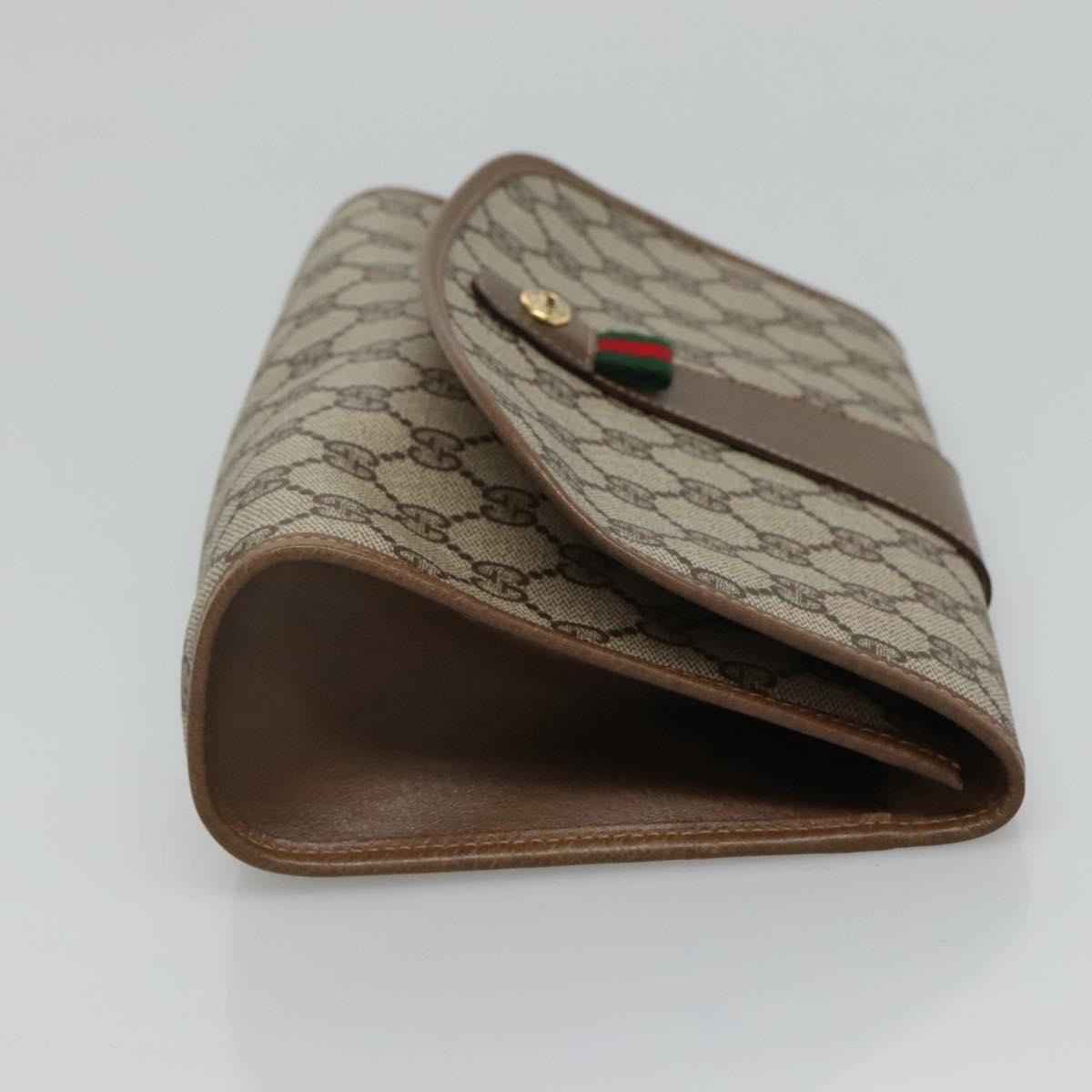 GUCCI GG Supreme Clutch Bag PVC Leather Beige Green Red Auth 112988