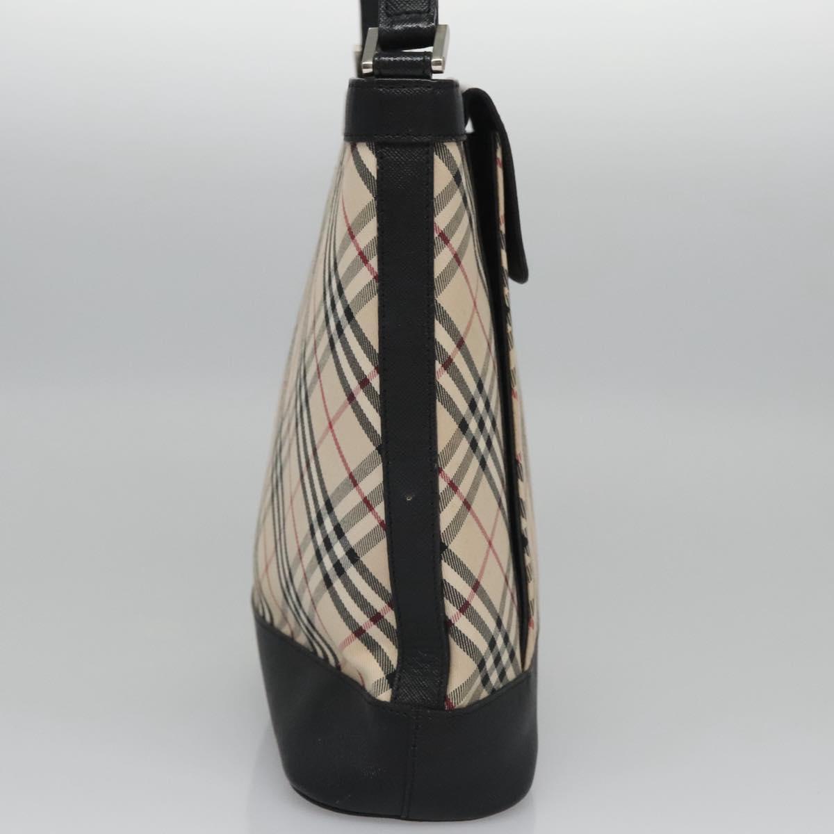 BURBERRY Nova Check Shoulder Bag Canvas Beige Black Auth 113000