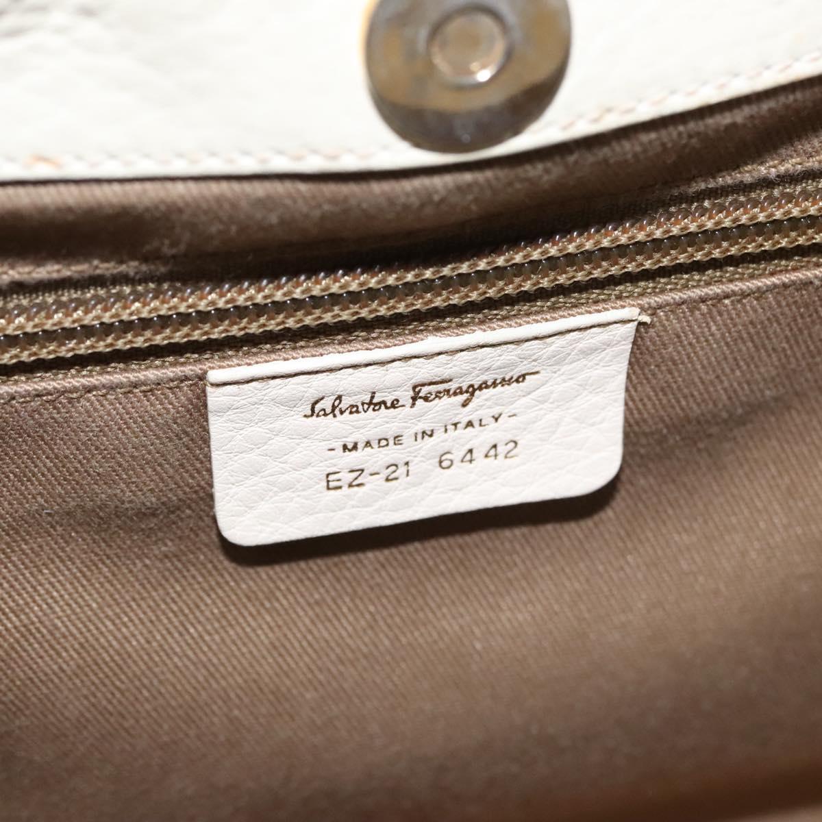 Salvatore Ferragamo Gancini Basket Bag Rattan Leather Brown gold Auth 113007