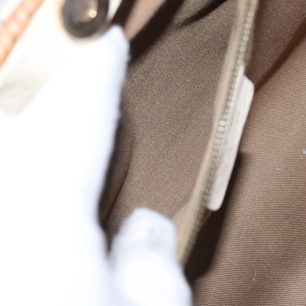 Salvatore Ferragamo Gancini Basket Bag Rattan Leather Brown gold Auth 113007