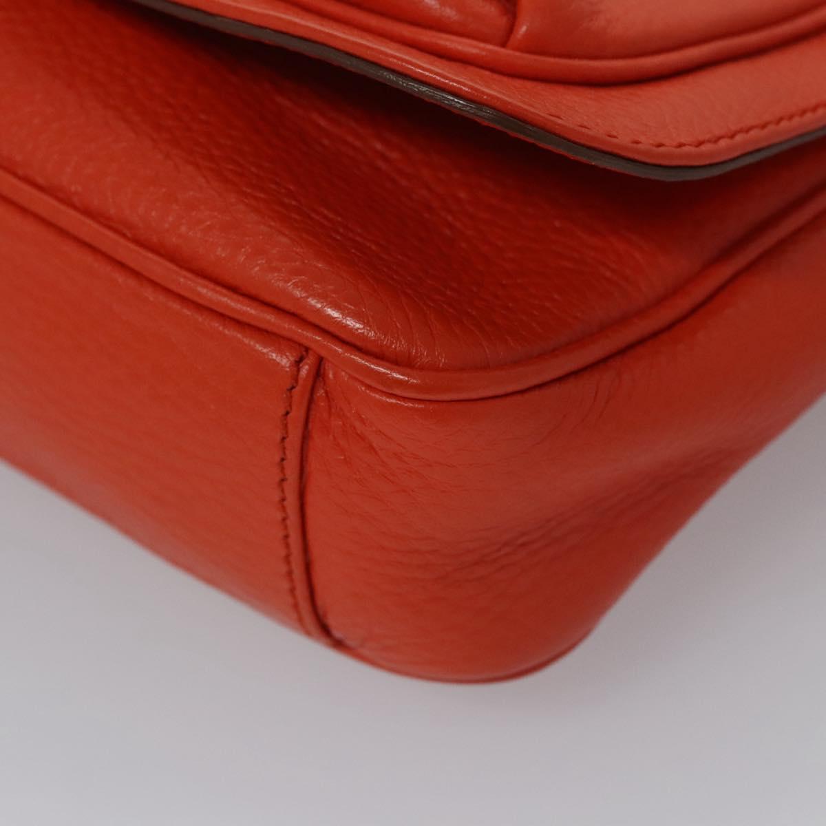 Salvatore Ferragamo Gancini Shoulder Bag Leather Orange Auth 113031