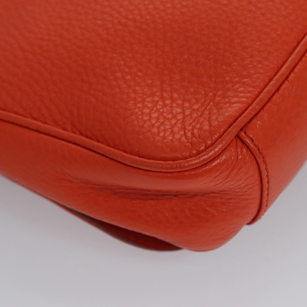 Salvatore Ferragamo Gancini Shoulder Bag Leather Orange Auth 113031