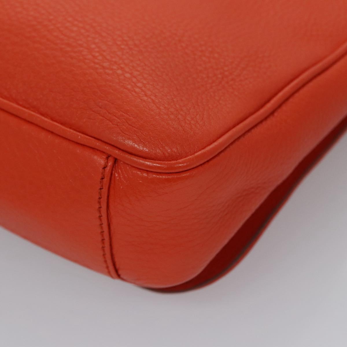 Salvatore Ferragamo Gancini Shoulder Bag Leather Orange Auth 113031