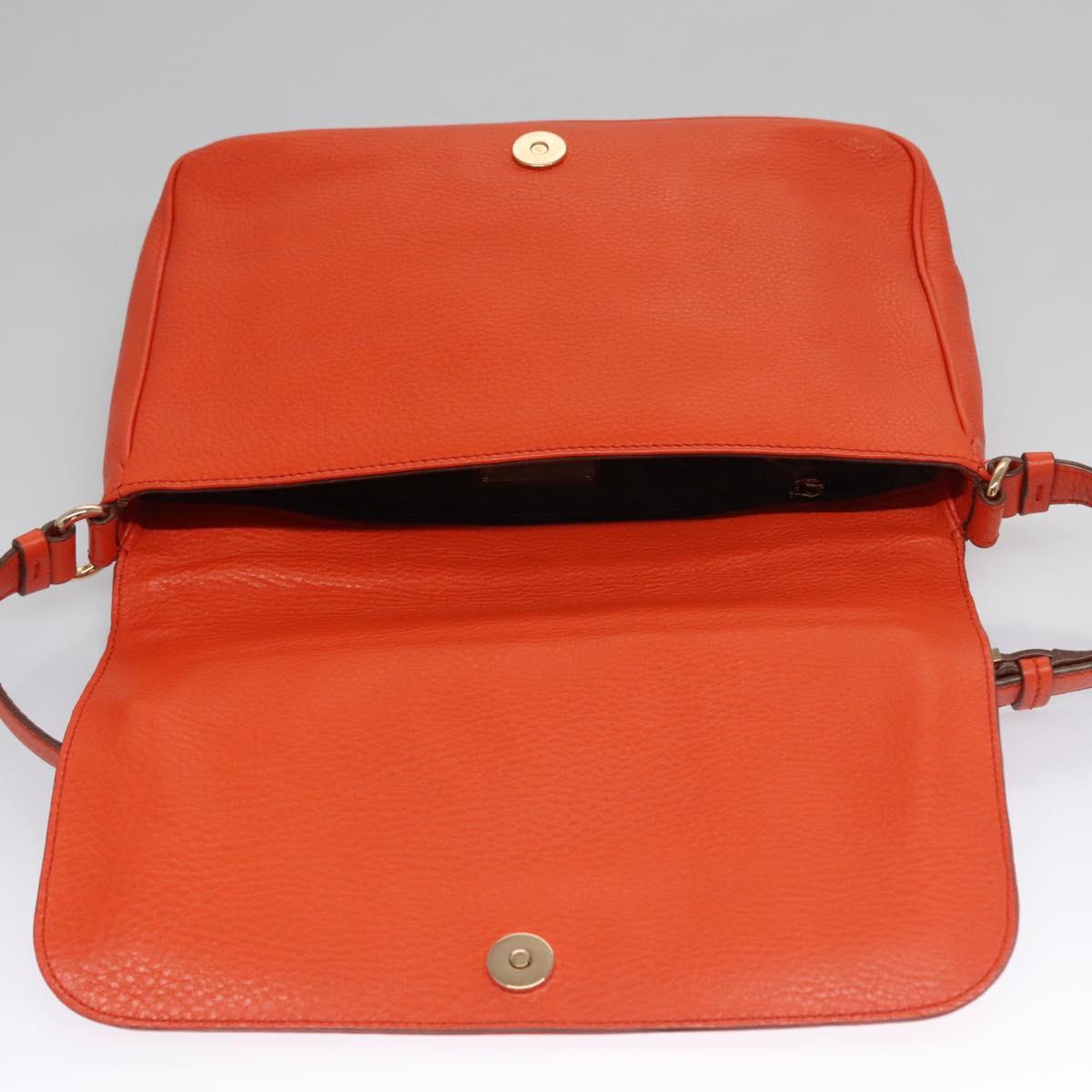 Salvatore Ferragamo Gancini Shoulder Bag Leather Orange Auth 113031