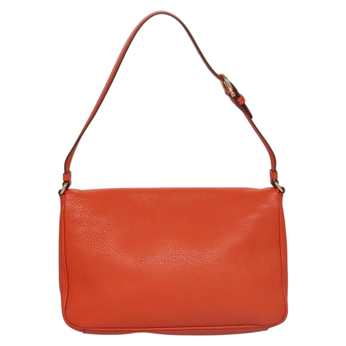Salvatore Ferragamo Gancini Shoulder Bag Leather Orange Auth 113031