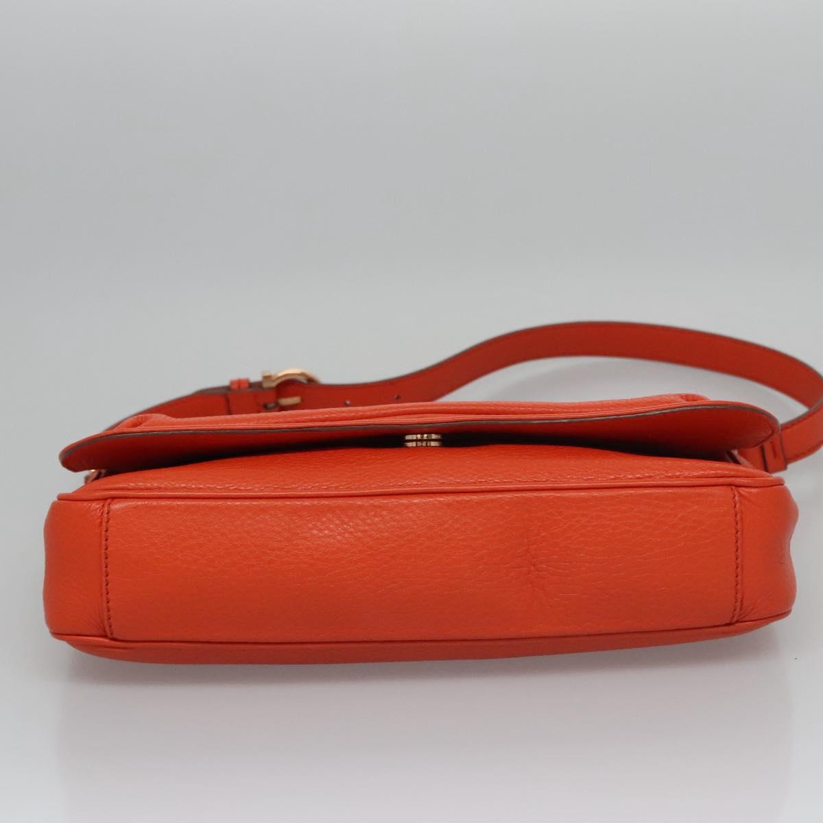 Salvatore Ferragamo Gancini Shoulder Bag Leather Orange Auth 113031
