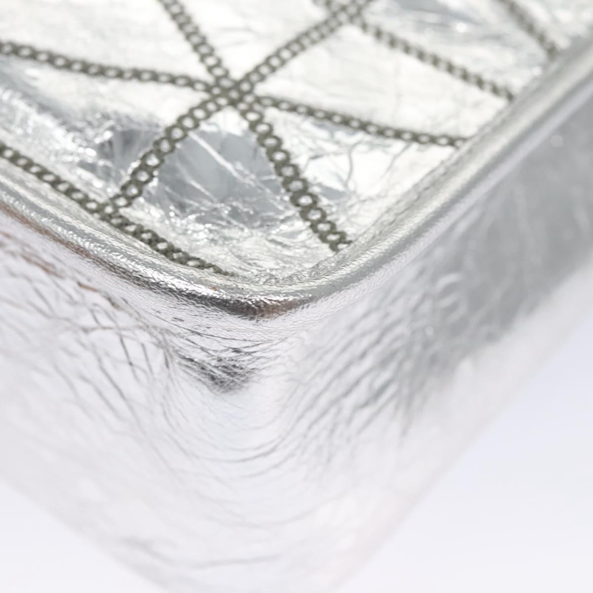 MCM Chain Shoulder Bag Leather Silver Auth 113036