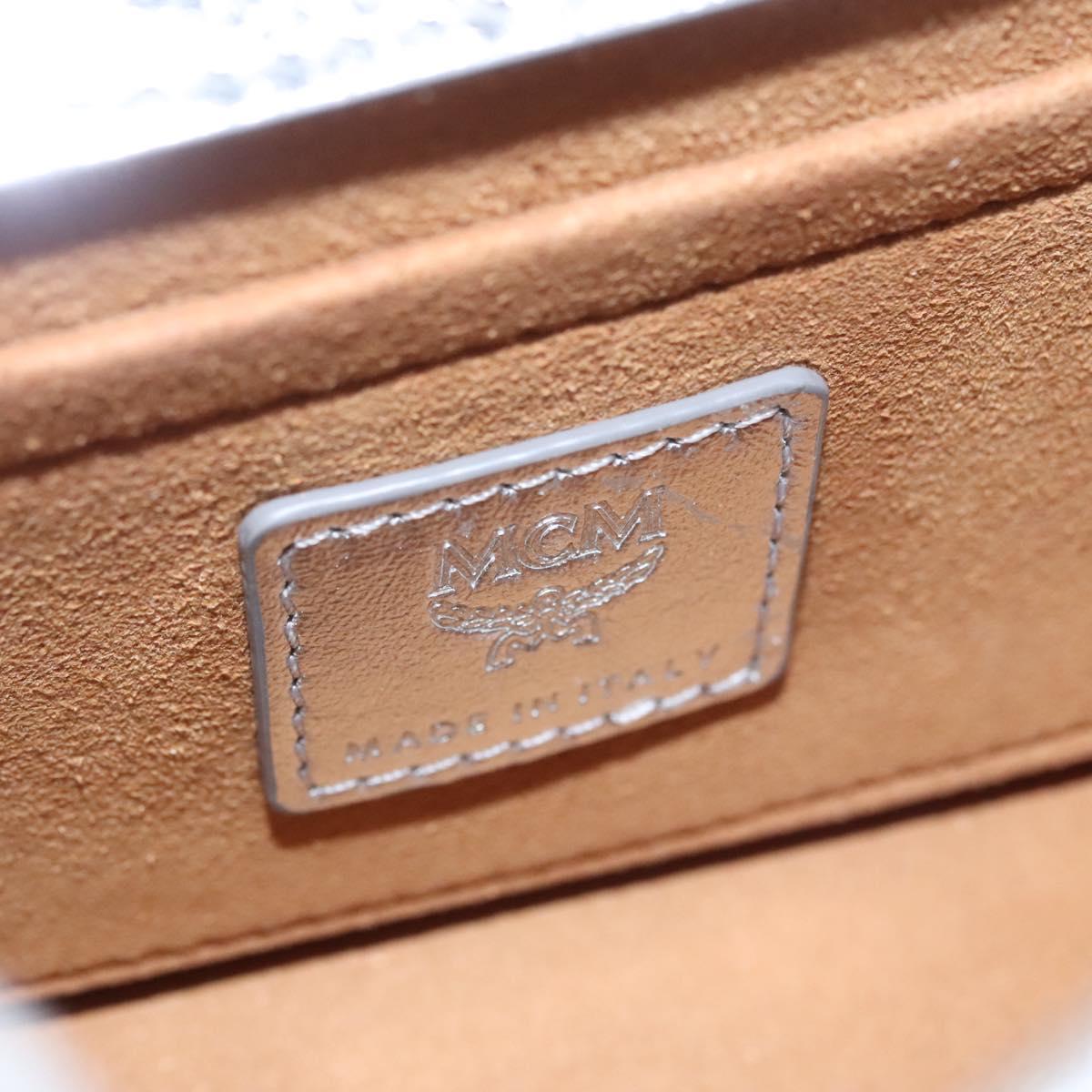 MCM Chain Shoulder Bag Leather Silver Auth 113036