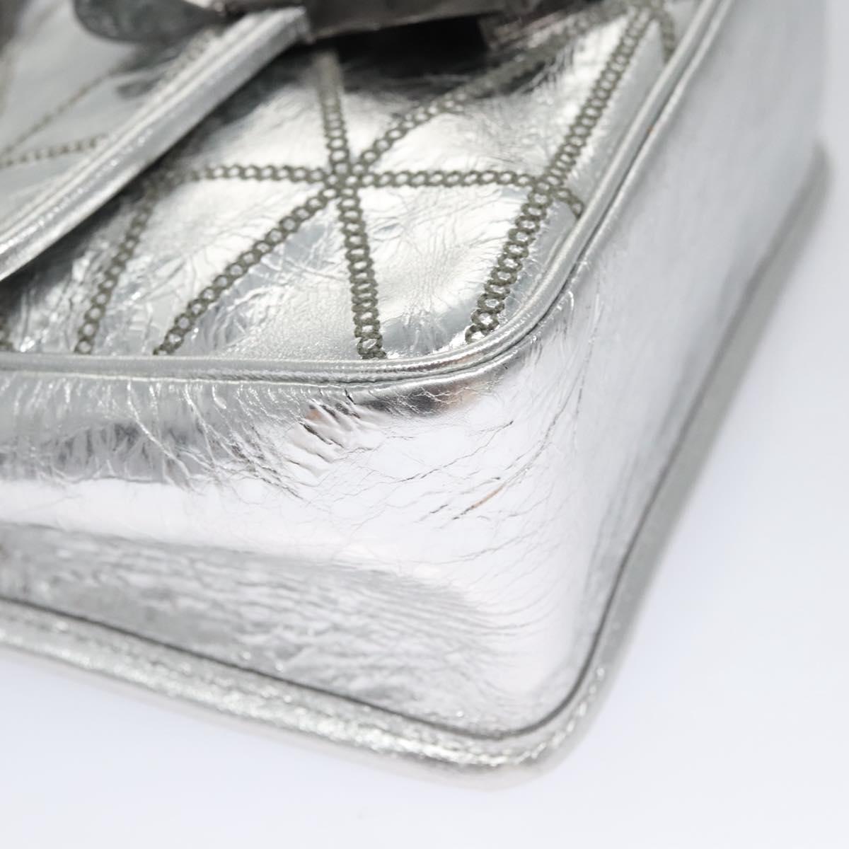 MCM Chain Shoulder Bag Leather Silver Auth 113036