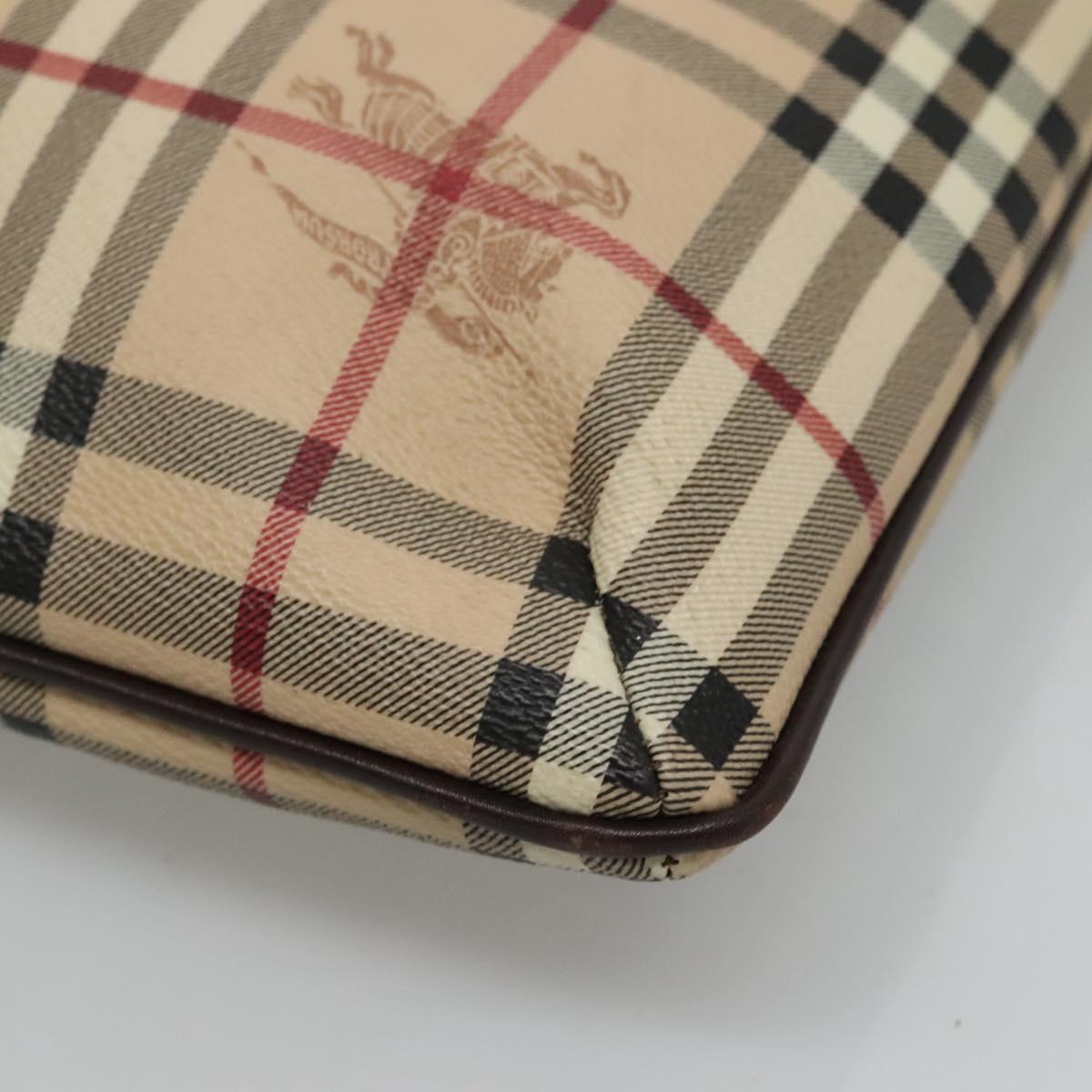 BURBERRY Nova Check Shoulder Bag PVC Leather Beige Auth 113037