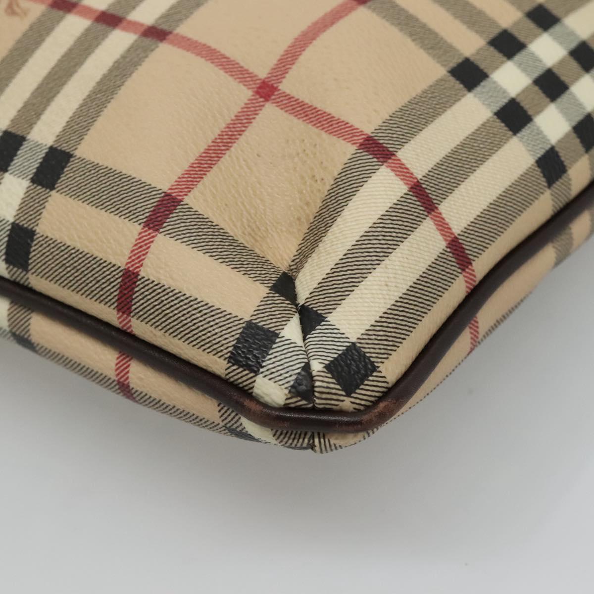 BURBERRY Nova Check Shoulder Bag PVC Leather Beige Auth 113037