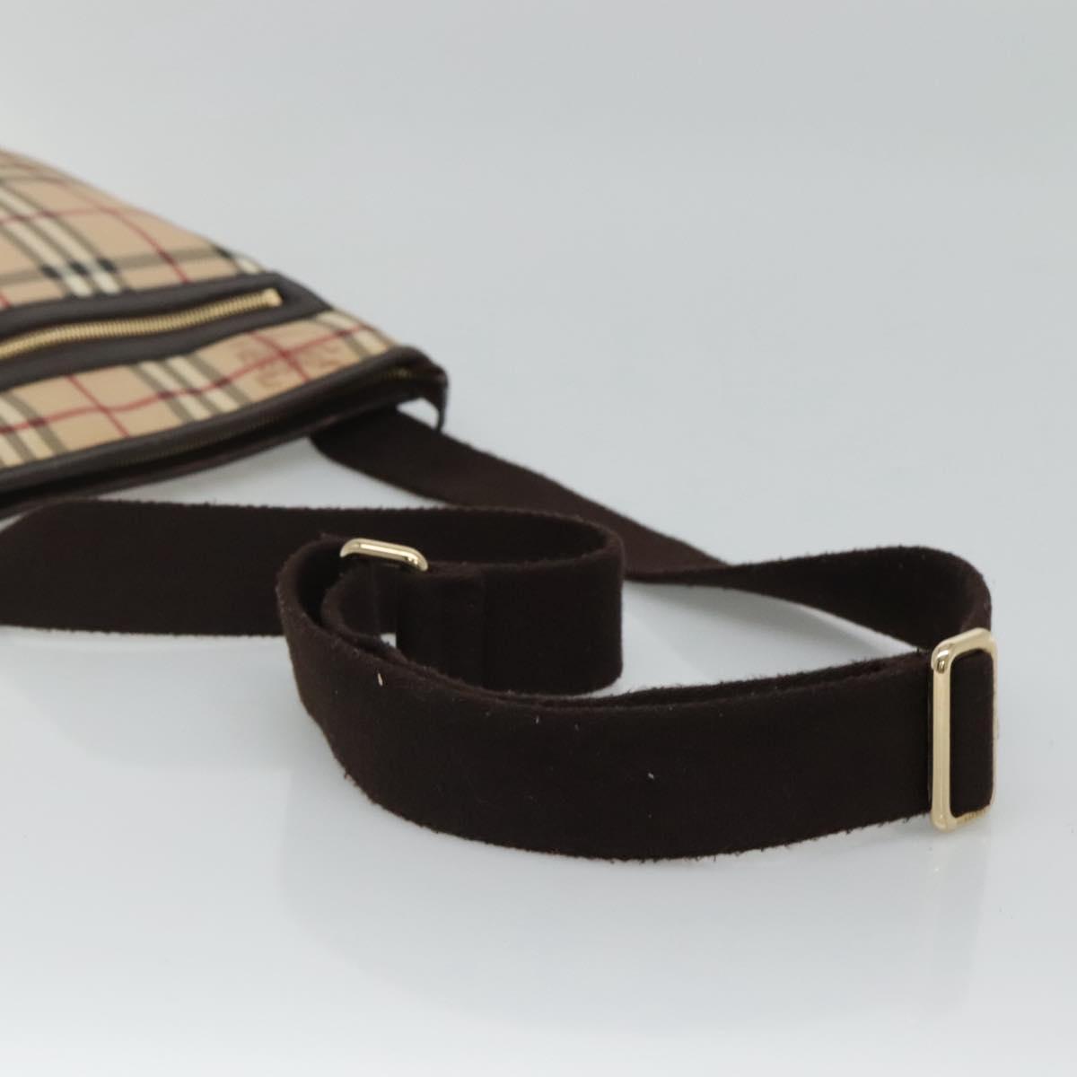 BURBERRY Nova Check Shoulder Bag PVC Leather Beige Auth 113037