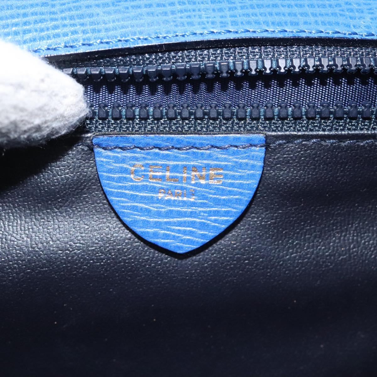 CELINE Hand Bag Leather 2way Blue Auth 113042V