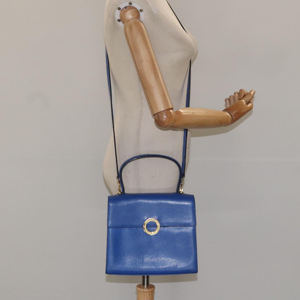 CELINE Hand Bag Leather 2way Blue Auth 113042V