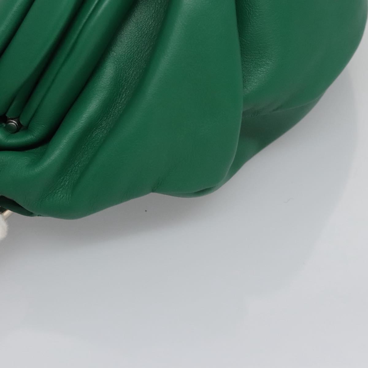 BOTTEGA VENETA Chain Shoulder Bag Leather Green Silver Auth 113050M