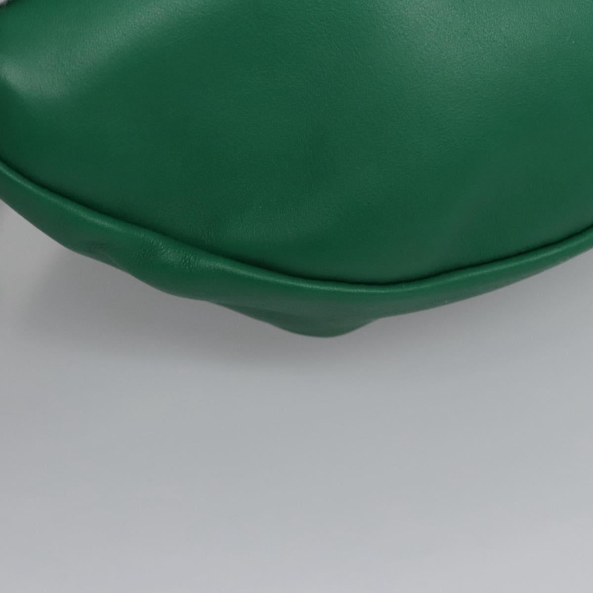 BOTTEGA VENETA Chain Shoulder Bag Leather Green Silver Auth 113050M