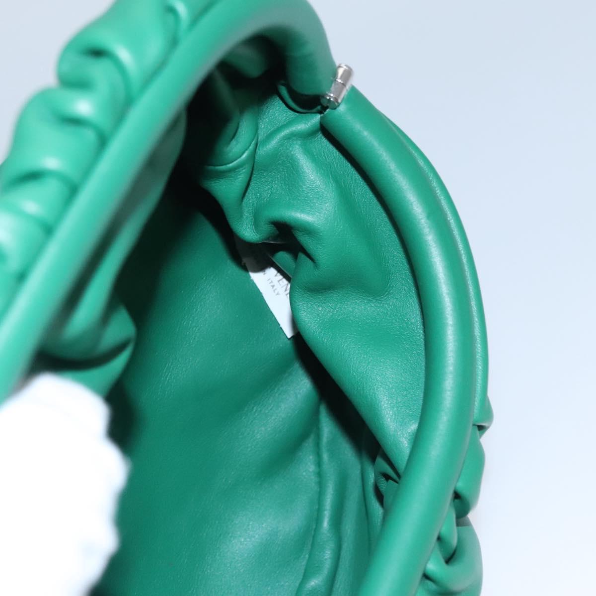 BOTTEGA VENETA Chain Shoulder Bag Leather Green Silver Auth 113050M