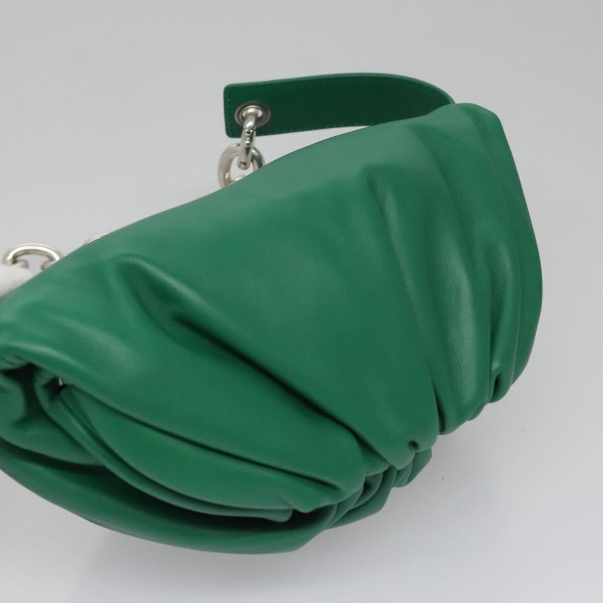BOTTEGA VENETA Chain Shoulder Bag Leather Green Silver Auth 113050M