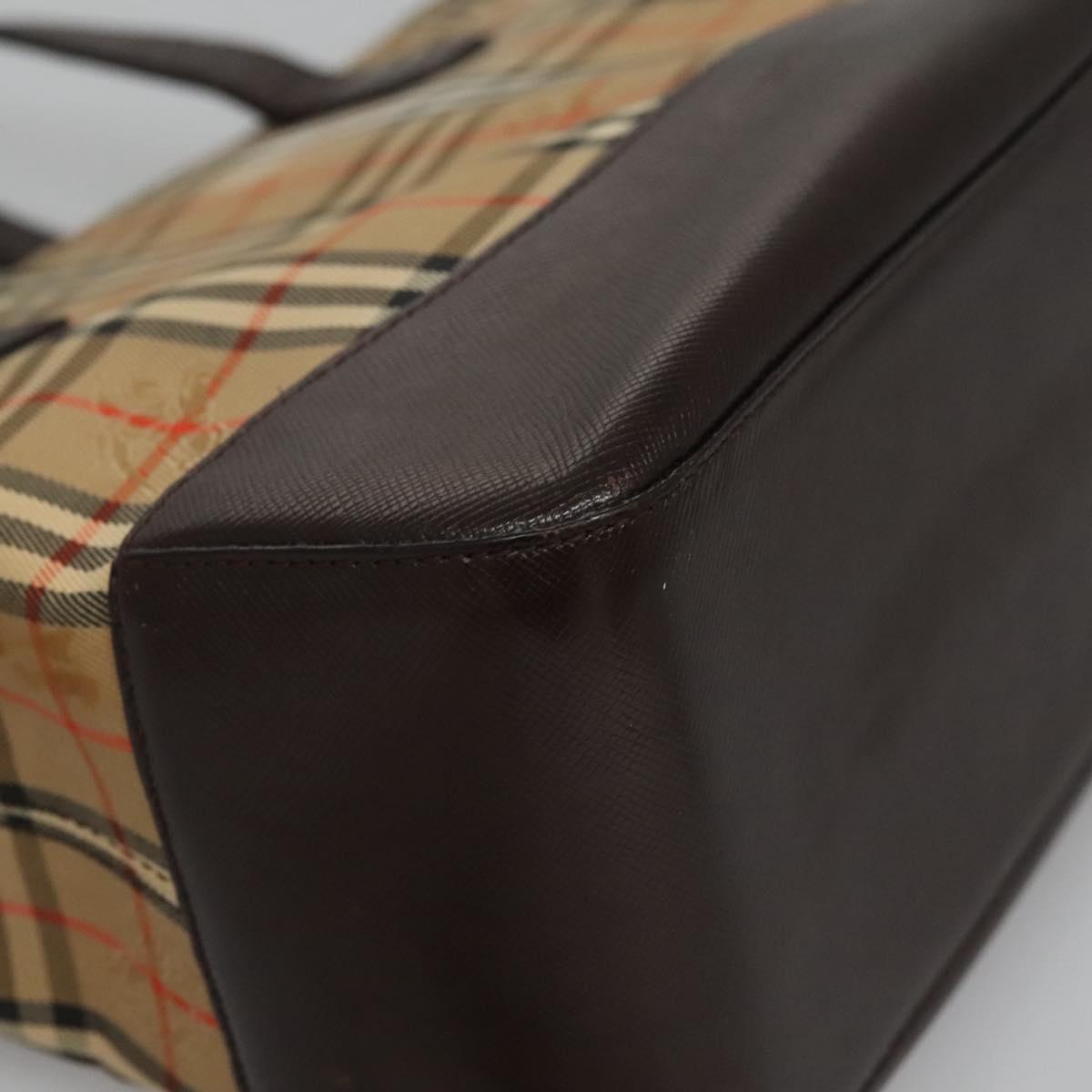 BURBERRY Nova Check Hand Bag Canvas Beige Auth 113053