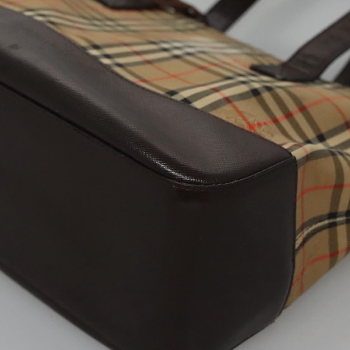 BURBERRY Nova Check Hand Bag Canvas Beige Auth 113053