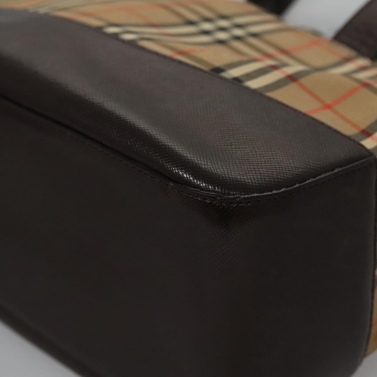 BURBERRY Nova Check Hand Bag Canvas Beige Auth 113053