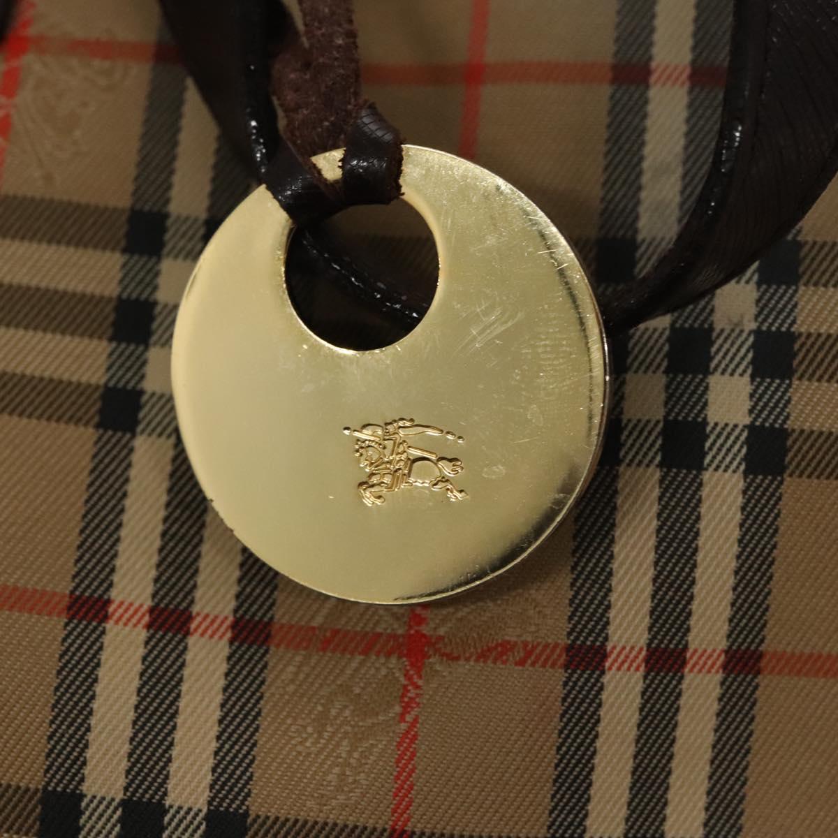 BURBERRY Nova Check Hand Bag Canvas Beige Auth 113053