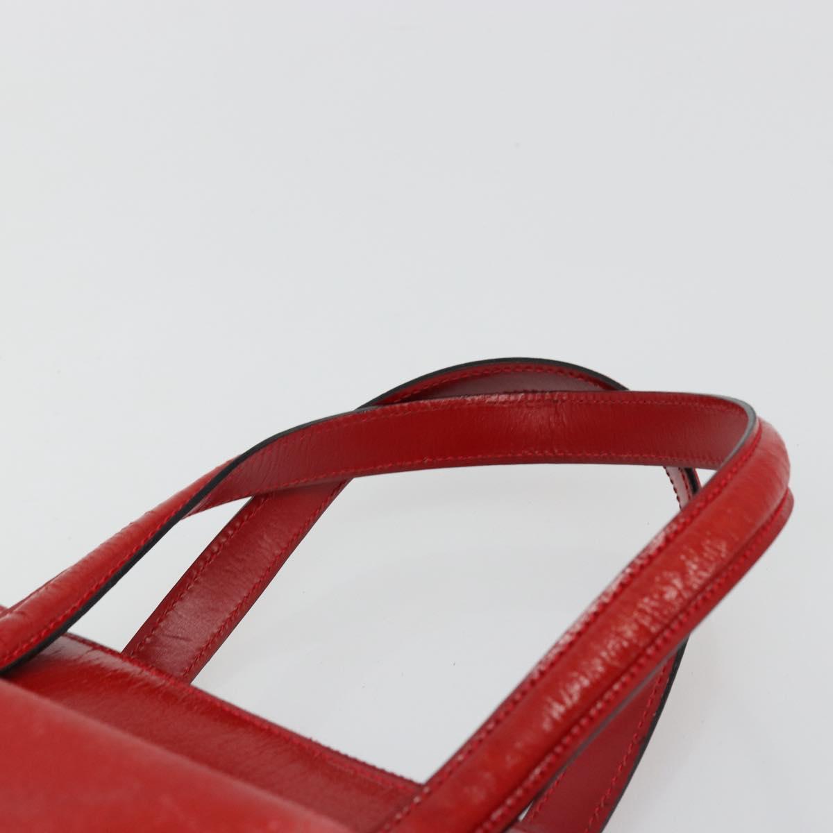 CELINE Hand Bag Patent leather Red Gold Auth 113064