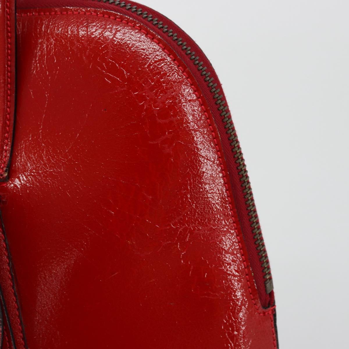 CELINE Hand Bag Patent leather Red Gold Auth 113064