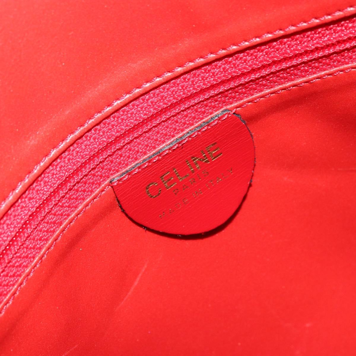 CELINE Hand Bag Patent leather Red Gold Auth 113064