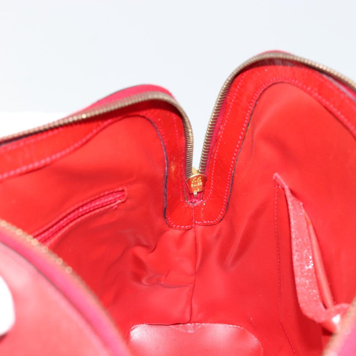 CELINE Hand Bag Patent leather Red Gold Auth 113064