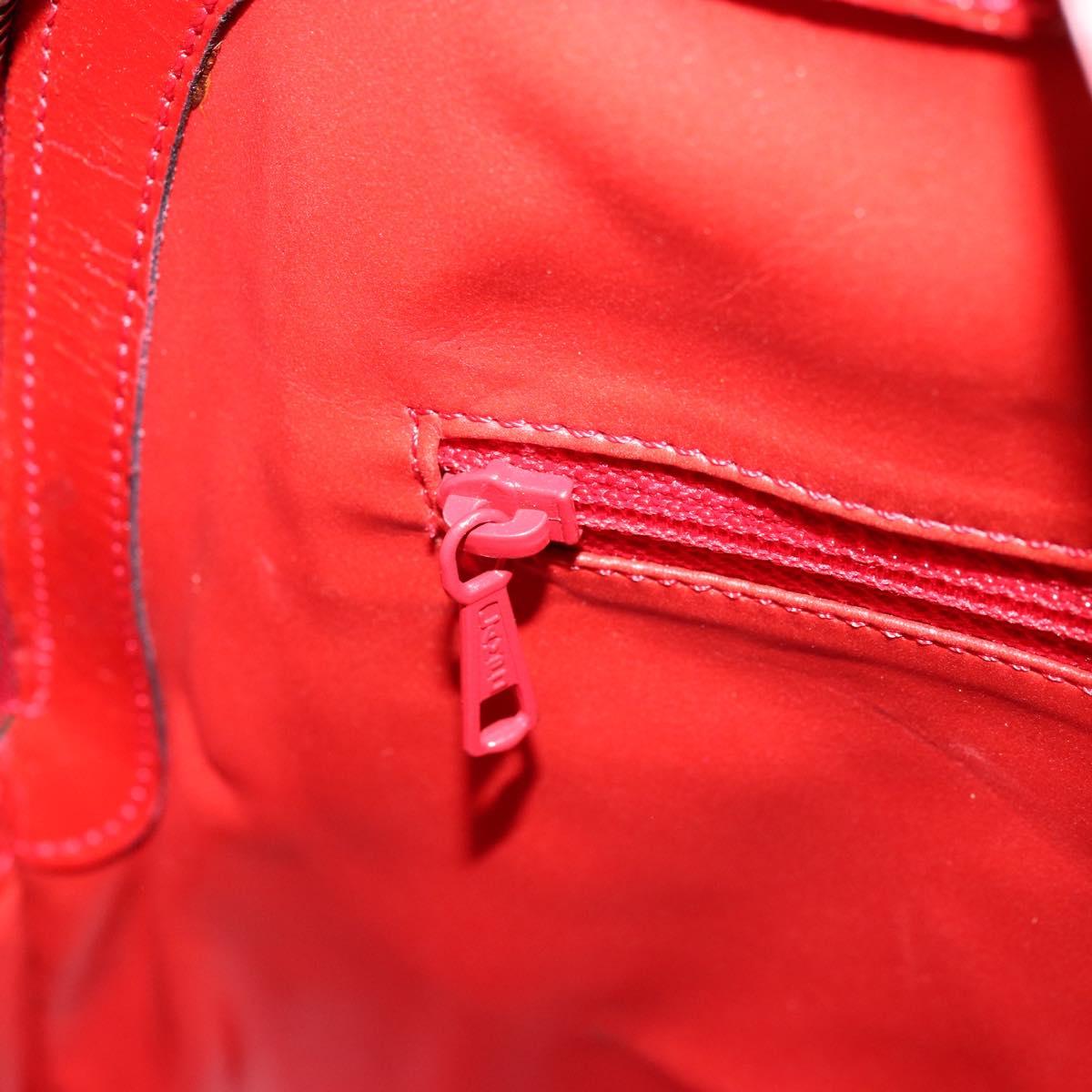 CELINE Hand Bag Patent leather Red Gold Auth 113064