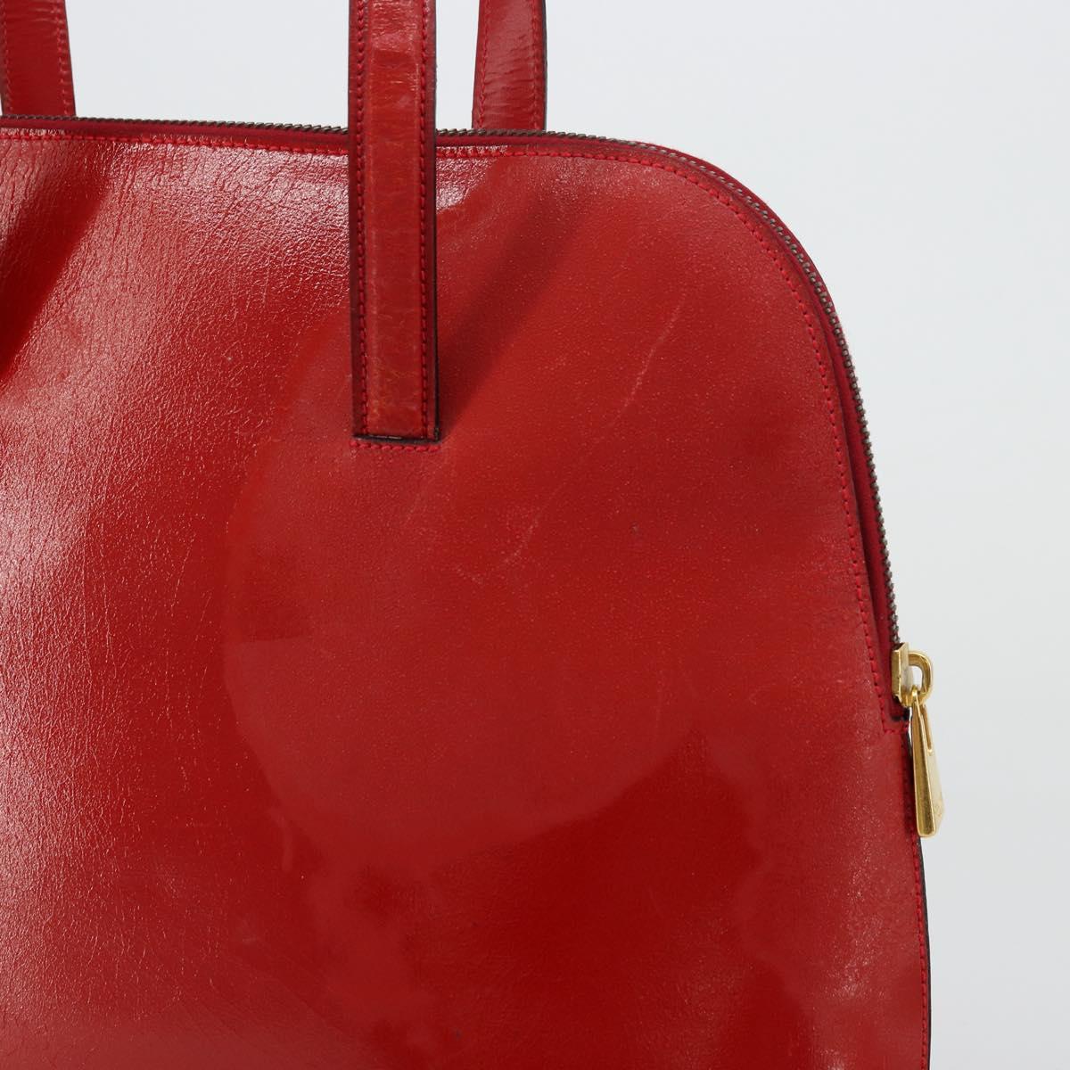CELINE Hand Bag Patent leather Red Gold Auth 113064