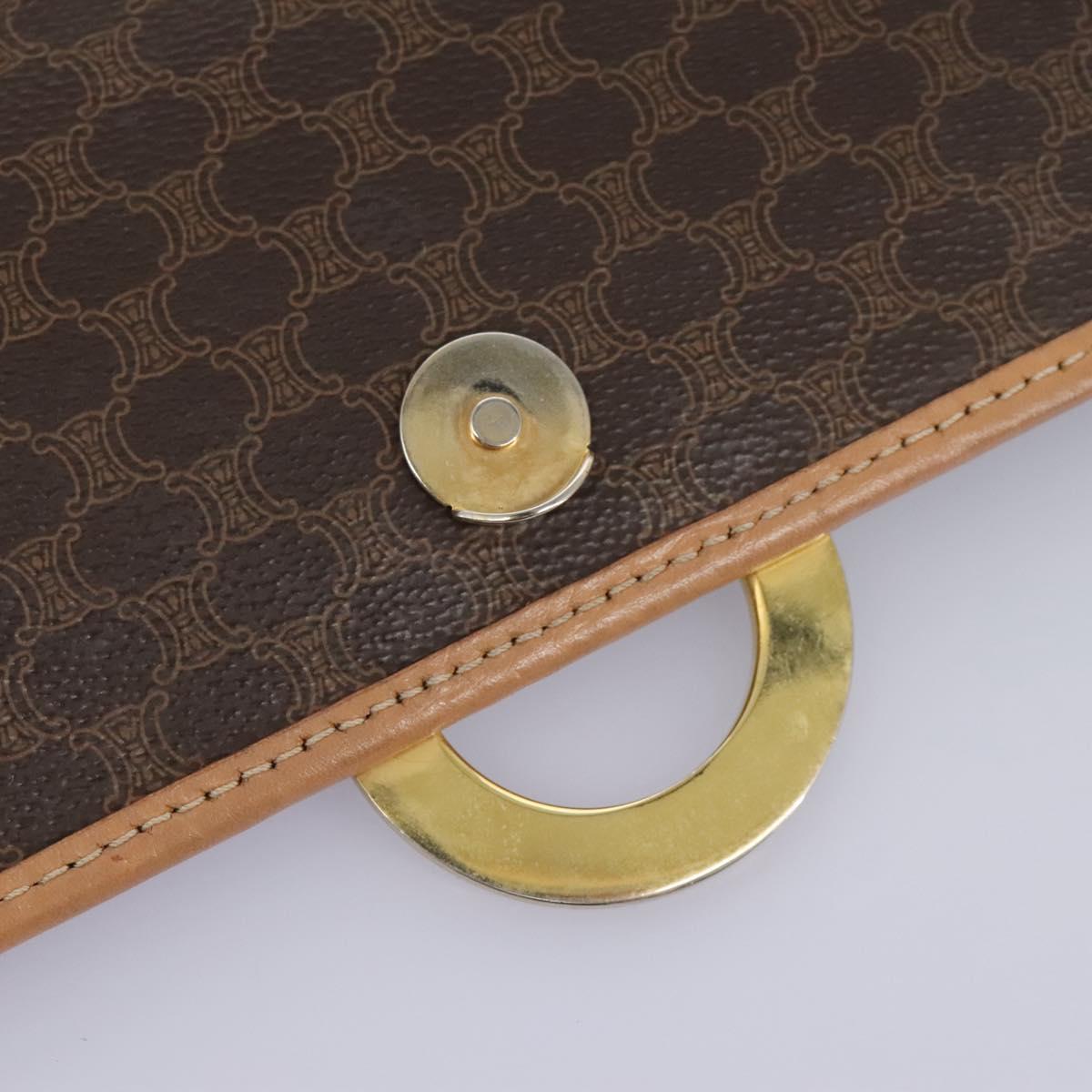 CELINE Macadam Canvas Shoulder Bag PVC Leather Brown Gold Auth 113071