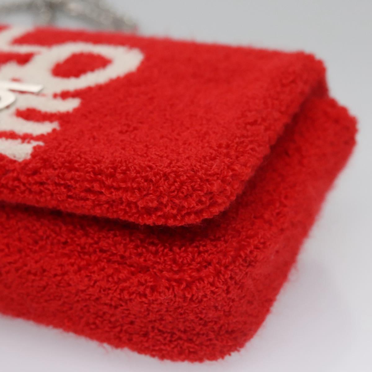 BURBERRY Chain Shoulder Bag pile Red Auth 113077V