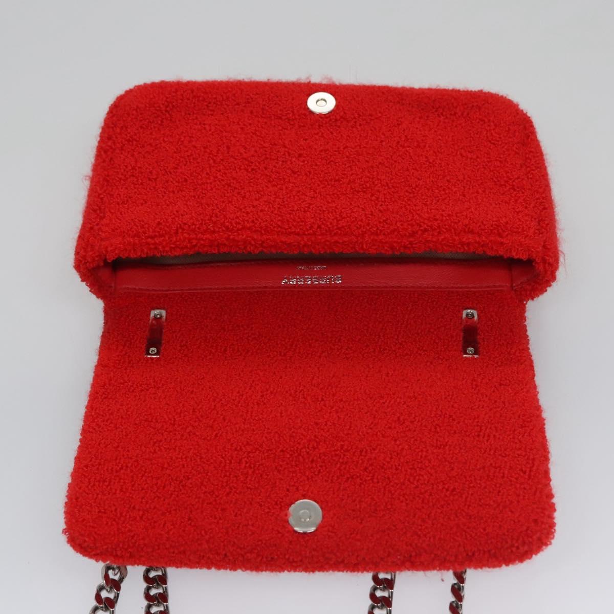 BURBERRY Chain Shoulder Bag pile Red Auth 113077V