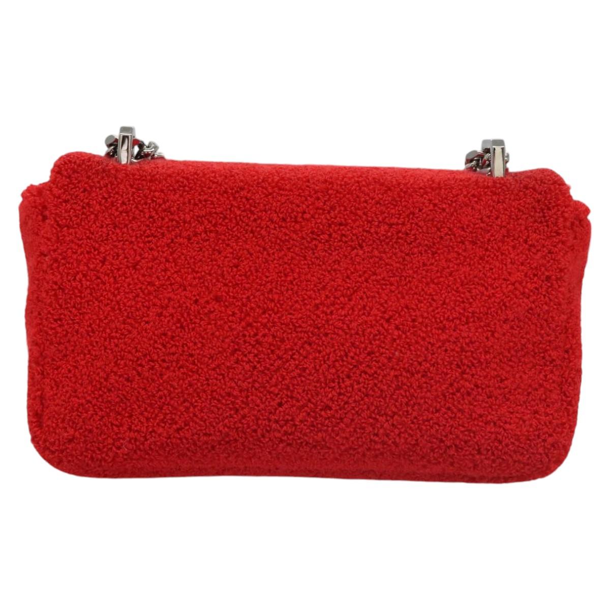 BURBERRY Chain Shoulder Bag pile Red Auth 113077V