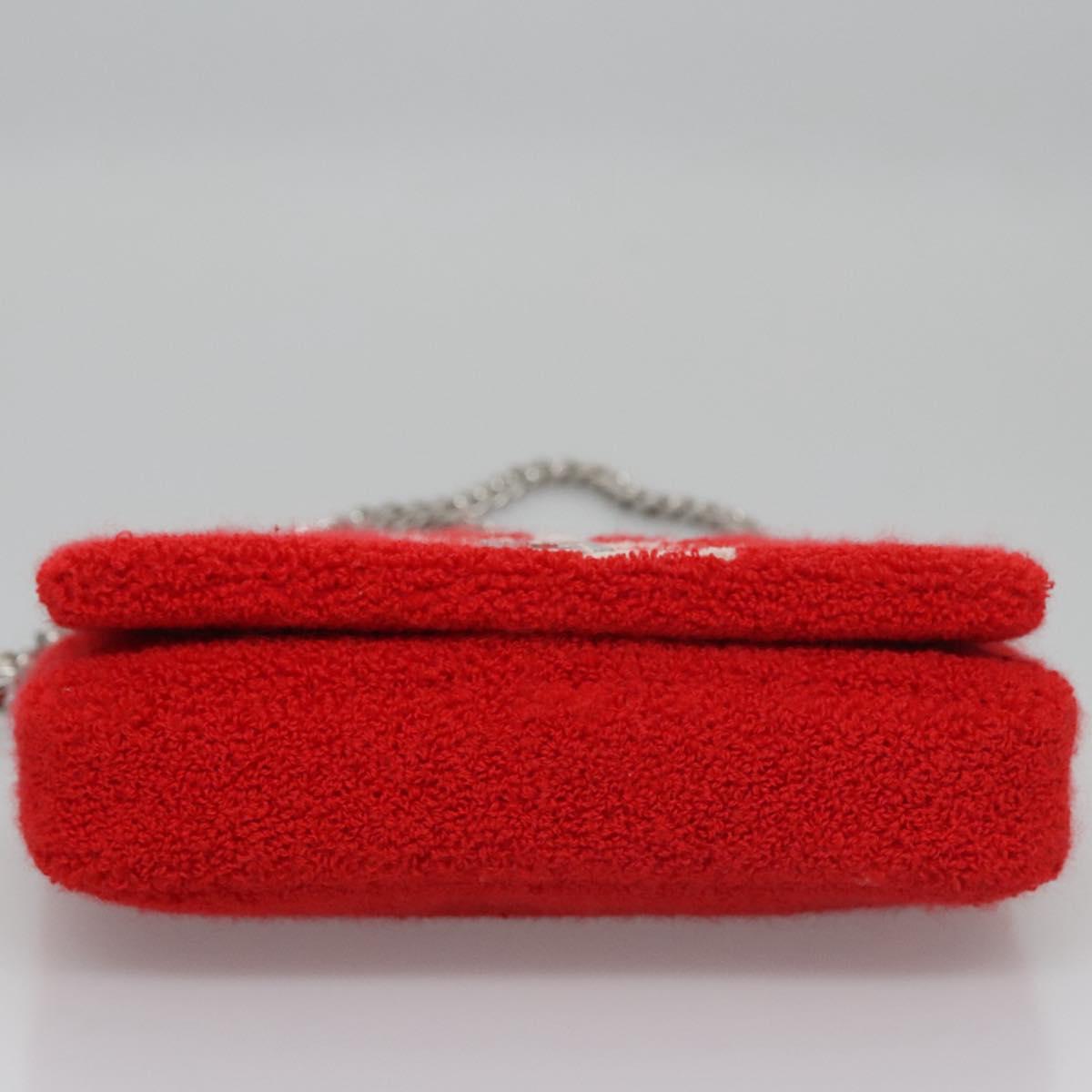 BURBERRY Chain Shoulder Bag pile Red Auth 113077V