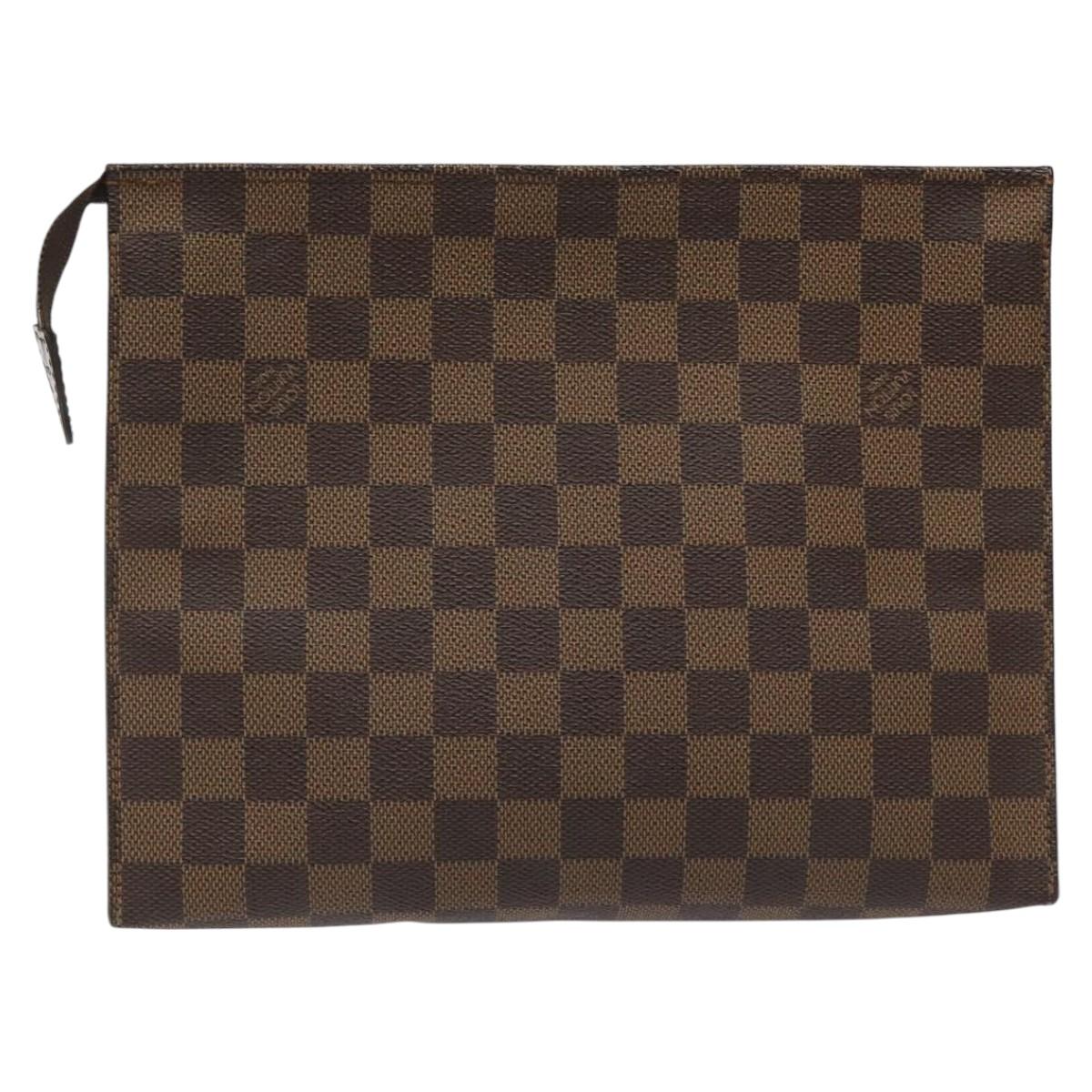 LOUIS VUITTON Damier Ebene Poche Toilette 26 Pouch N47543 LV Auth 113078