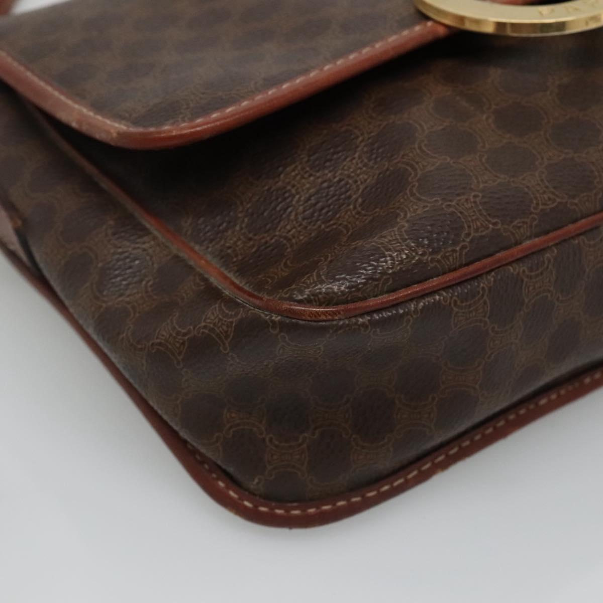 CELINE Macadam Canvas Shoulder Bag PVC Brown Gold Auth 113084