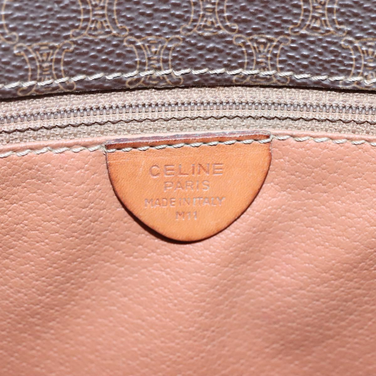 CELINE Macadam Canvas Shoulder Bag PVC Brown Gold Auth 113084