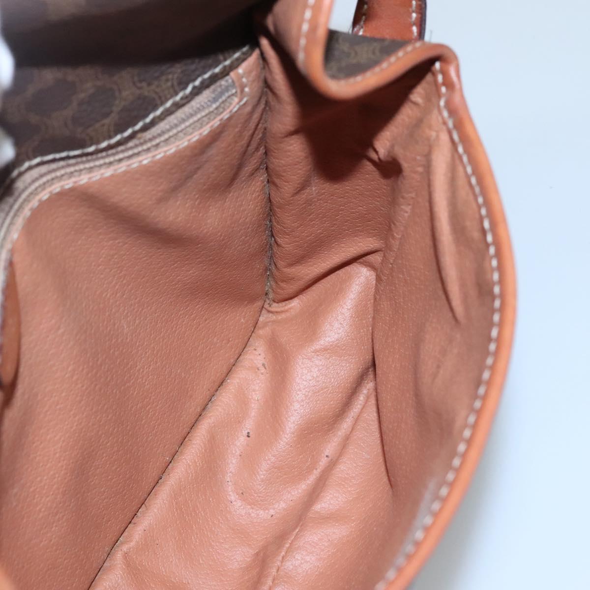 CELINE Macadam Canvas Shoulder Bag PVC Brown Gold Auth 113084